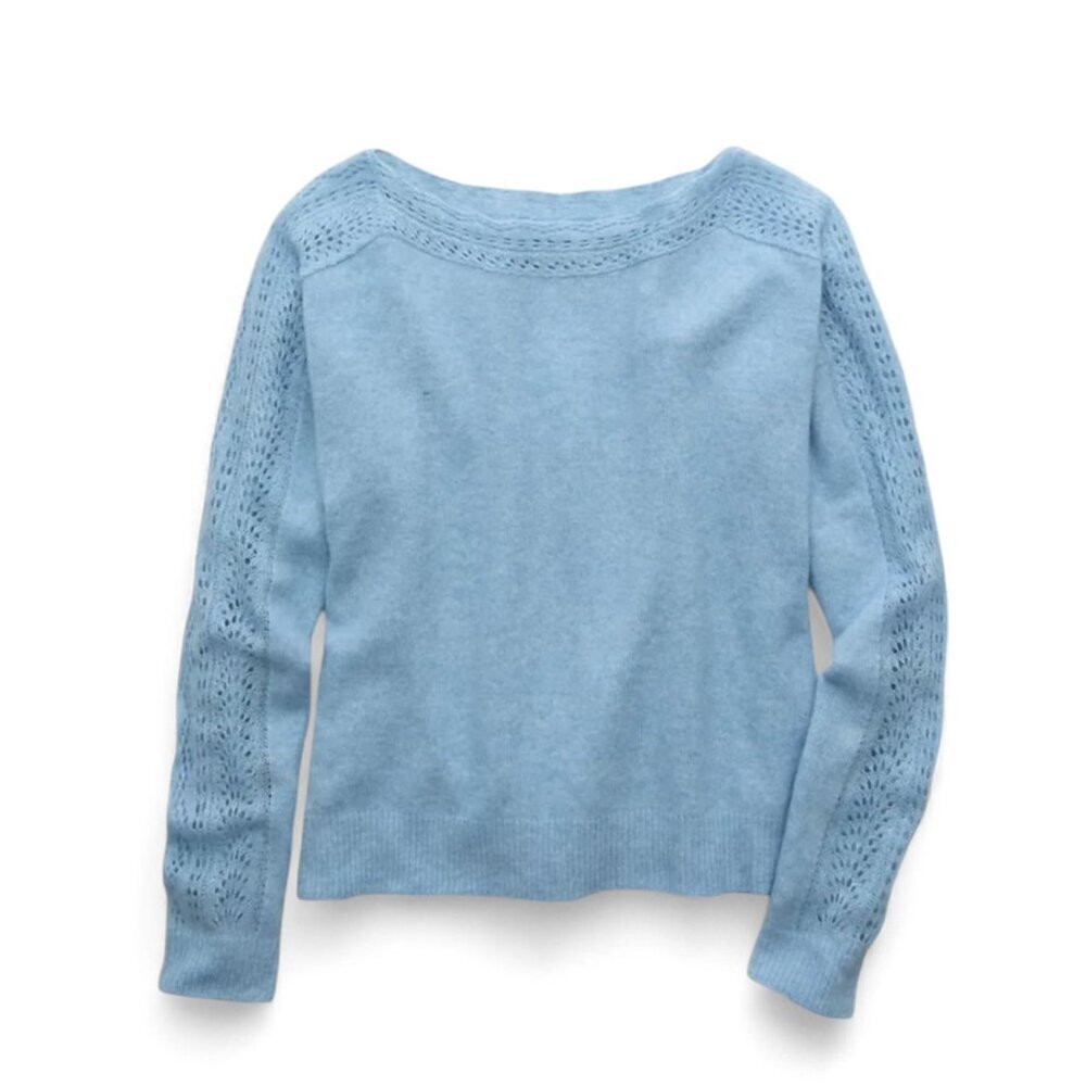 NEW!!! - AMERICAN EAGLE BLUE SO SOFT LACE SWEATER - SIZE XL - Picture 5 of 7